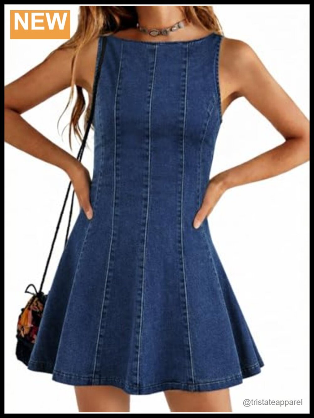 Yousify Women's Sleeveless Denim A-Line Mini Dress Casual Overall Style